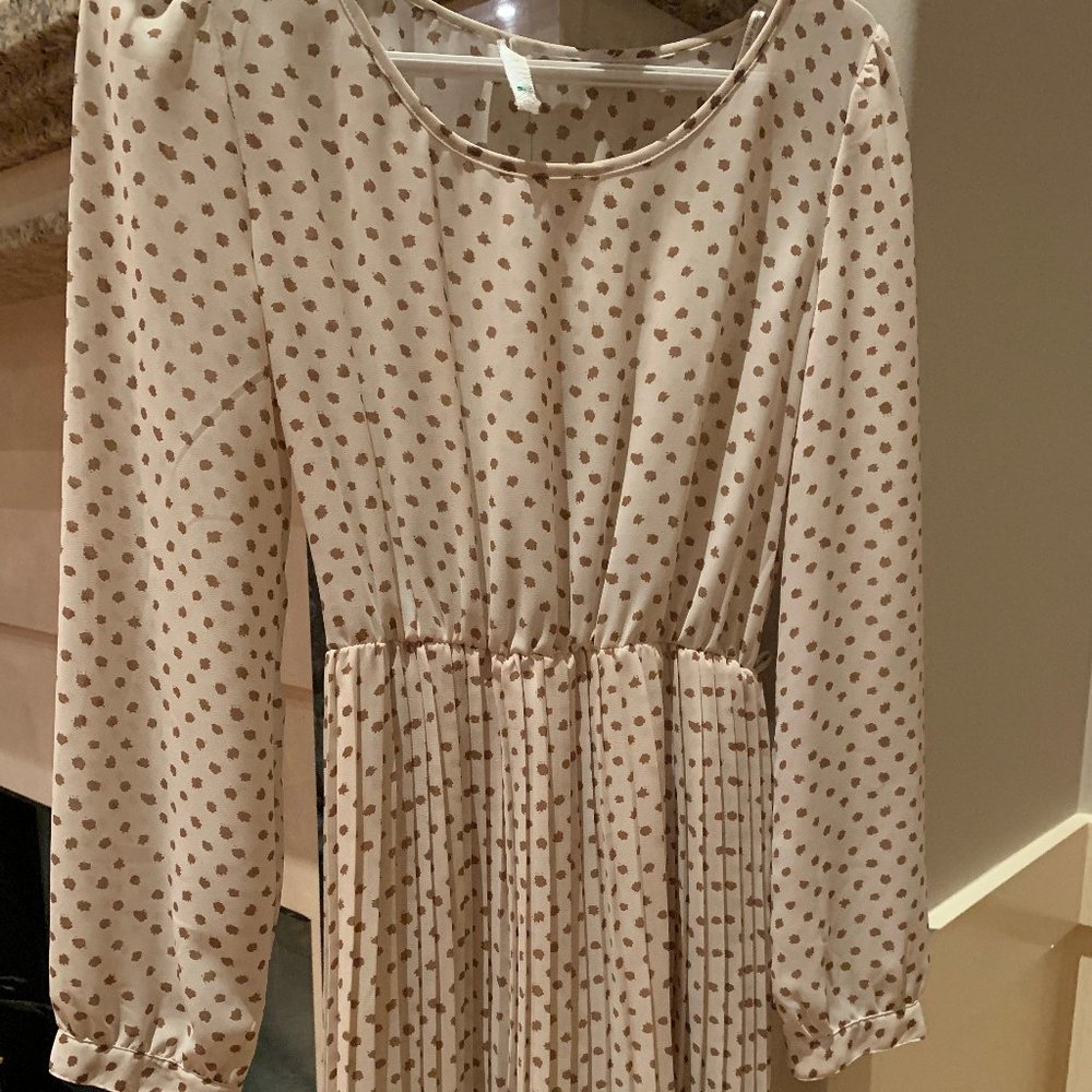 Pleated Polka Dot Dress